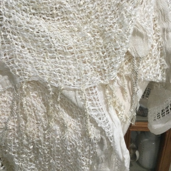 TRADES of Hope Everest Cream & Silver Metallic Crochet Scarf Wrap - Picture 5 of 11